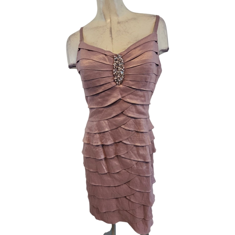 Jessica Howard Size 14P Pink Mauve Layered Dress